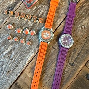 Clemson Tigers Watches, Bracelet, Pin, And Charms